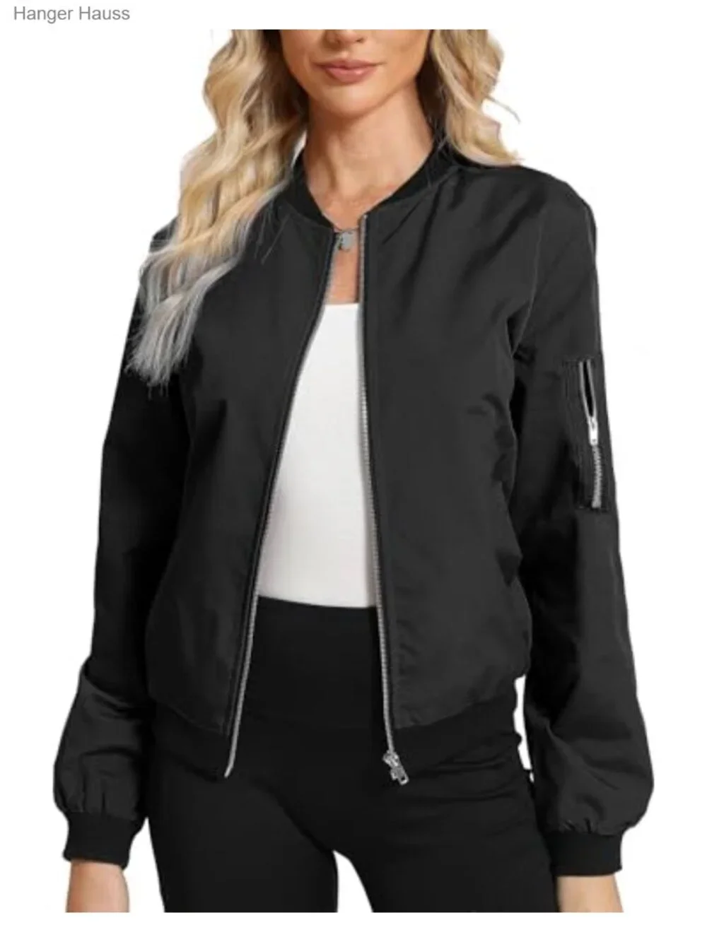 Women's Lightweight Bomber Jacket Windbreaker with Pockets